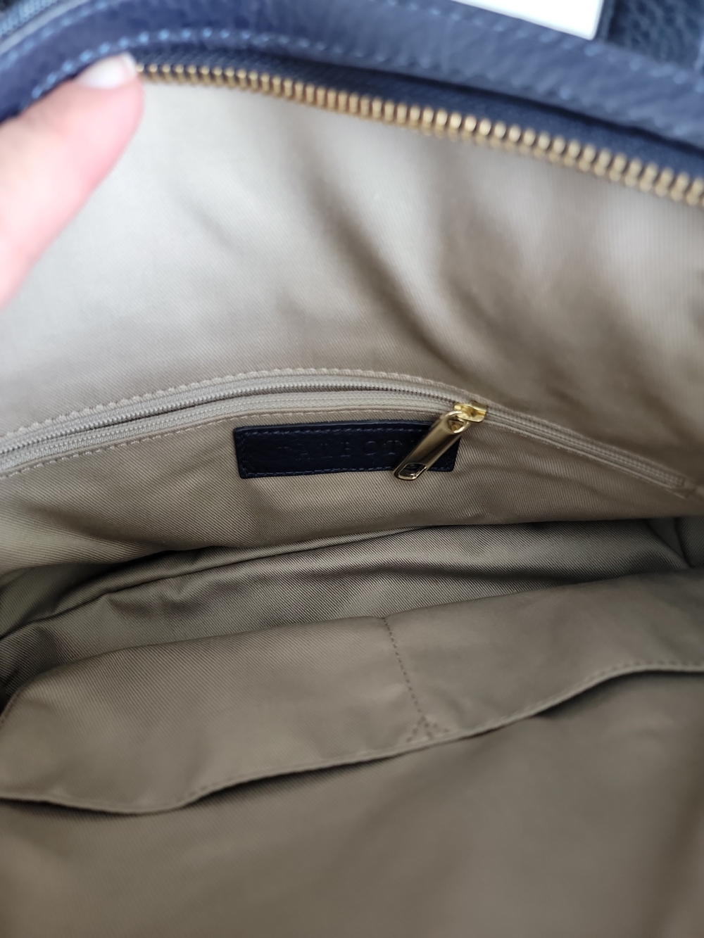 Talbots Navy Denim Satchel with Gold Hardware - Picture 11 of 12